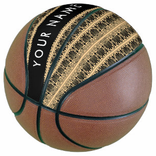 Greek Fret Arabesque Brown, Your Name, Personalise Basketball