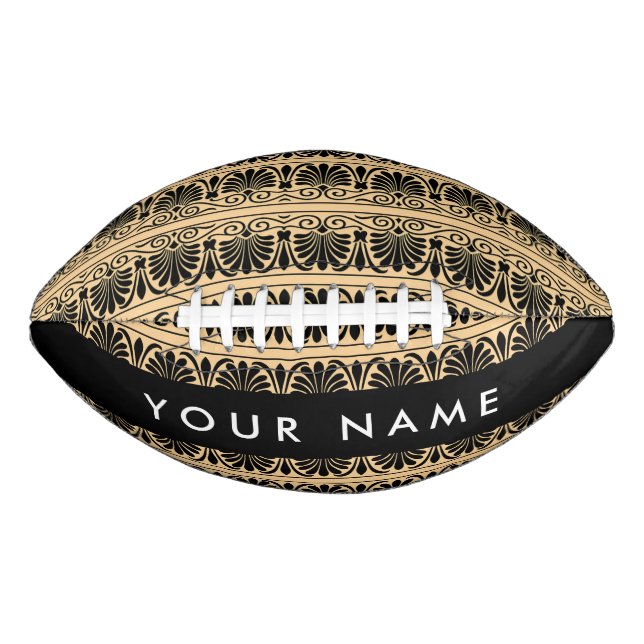 Greek Fret Arabesque Brown, Your Name, Personalise Football (Front)