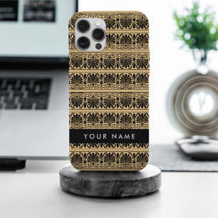 Greek Fret Arabesque Brown, Your Name, Personalise iPhone 15 Pro Max Case
