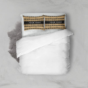 Greek Fret Arabesque Brown, Your Name, Personalise Pillowcase