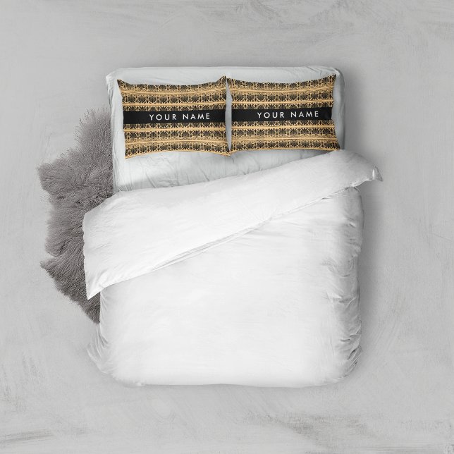 Greek Fret Arabesque Brown, Your Name, Personalise Pillowcase (Creator Uploaded)