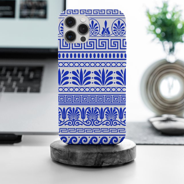 Greek Fret, Mediterranean Pattern, Blue iPhone Case (Creator Uploaded)
