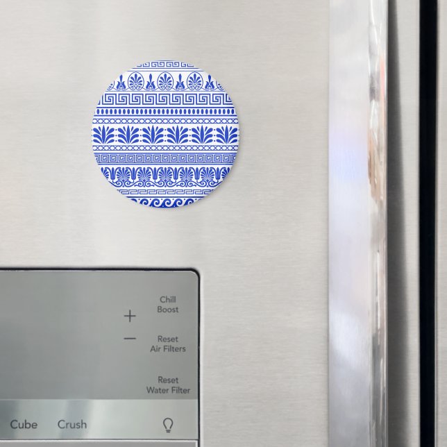 Greek Fret, Mediterranean Pattern, Blue Magnet (In Situ (Fridge))