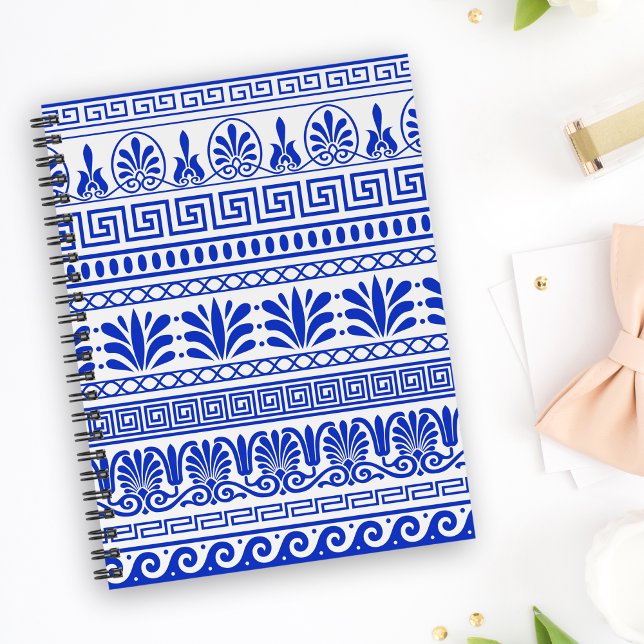 Greek Fret, Mediterranean Pattern, Blue Notebook (Creator Uploaded)