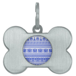 Greek Fret, Mediterranean Pattern, Blue Pet ID Tag