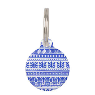 Greek Fret, Mediterranean Pattern, Blue Pet Tag
