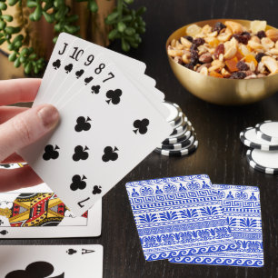 Greek Fret, Mediterranean Pattern, Blue Playing Cards