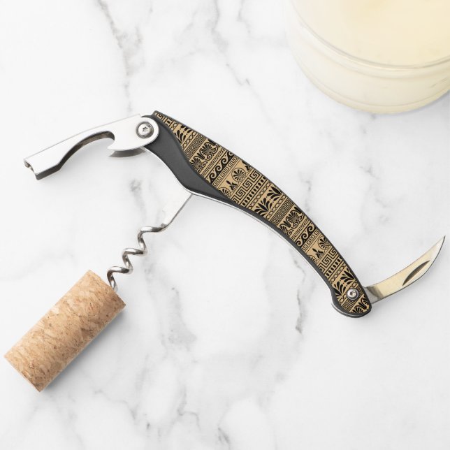 Greek Fret, Mediterranean Pattern, Brown Corkscrew (Front)