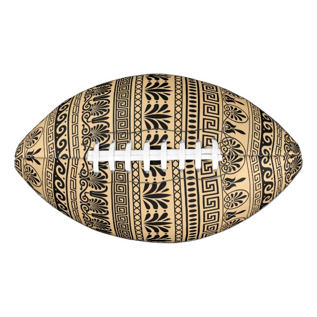 Greek Fret, Mediterranean Pattern, Brown Football (Front)