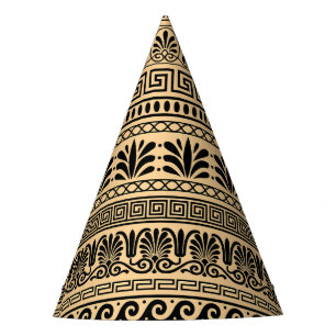 Greek Fret, Mediterranean Pattern, Brown Party Hat