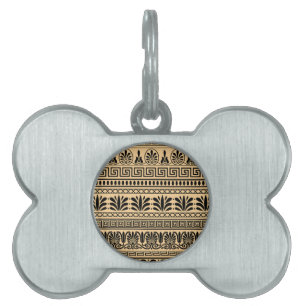 Greek Fret, Mediterranean Pattern, Brown Pet ID Tag