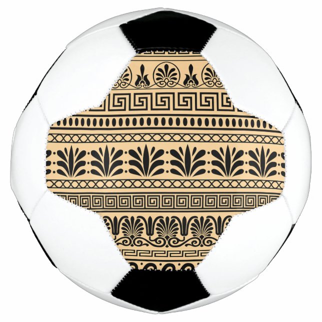 Greek Fret, Mediterranean Pattern, Brown Soccer Ball (Front)