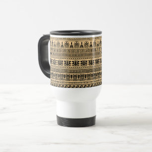 Greek Fret, Mediterranean Pattern, Brown Travel Mug