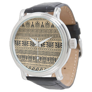 Greek Fret, Mediterranean Pattern, Brown Watch