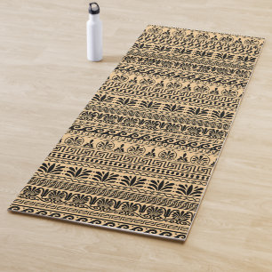 Greek Fret, Mediterranean Pattern, Brown Yoga Mat