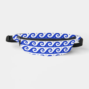Greek Fret, Mediterranean Wave Pattern, Blue Bum Bags