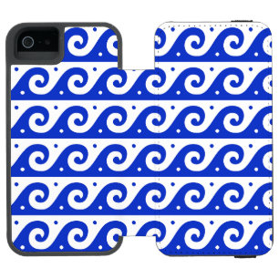Greek Fret, Mediterranean Wave Pattern, Blue Incipio Watson™ iPhone 5 Wallet Case