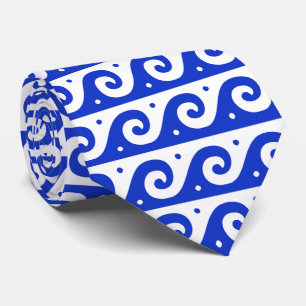 Greek Fret, Mediterranean Wave Pattern, Blue Tie