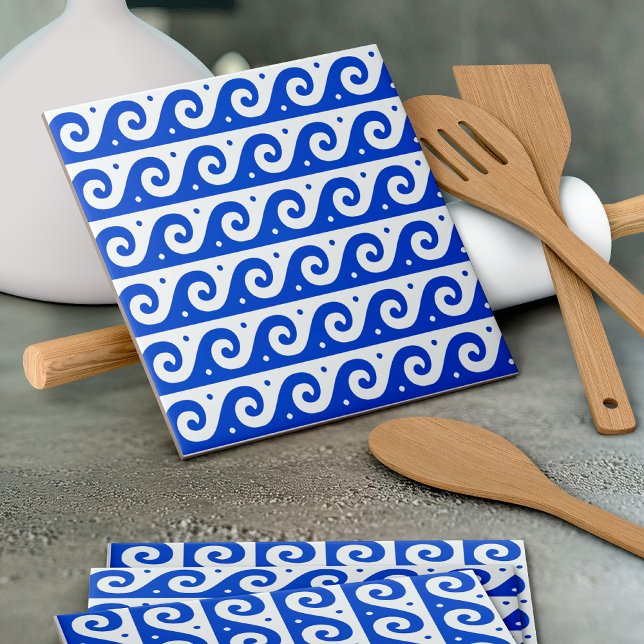 Greek Fret, Mediterranean Wave Pattern, Blue Tile (Creator Uploaded)