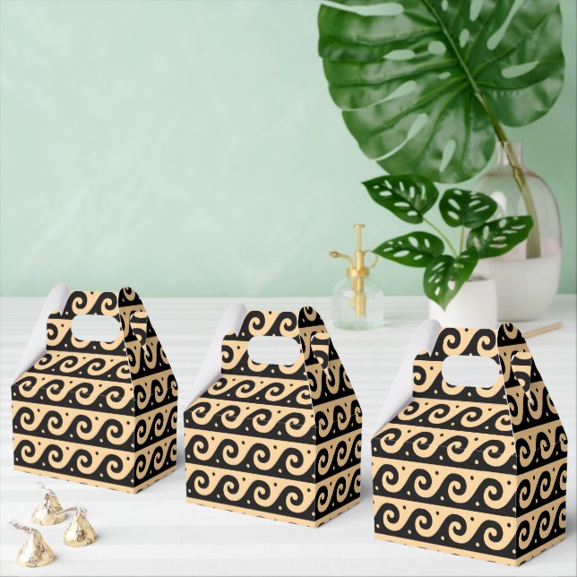 Greek Fret, Mediterranean Wave Pattern, Brown Favour Box (Multiple)