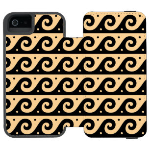 Greek Fret, Mediterranean Wave Pattern, Brown Incipio Watson™ iPhone 5 Wallet Case