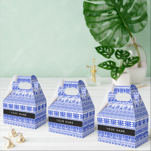 Greek Fret, Mixed Meander Key, Blue, Your Name Favour Box
