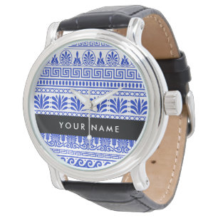 Greek Fret, Mixed Meander Key, Blue, Your Name Watch