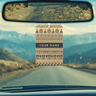 Greek Fret, Mixed Meander Key, Brown, Your Name Car Air Freshener