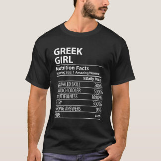 Greek Girl Nutrition Facts Funny Womens Greece T-Shirt