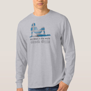 Greek Girl Silhouette Flag T-Shirt