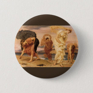 Greek Girls Picking Up Pebbles By Lord Leighton 6 Cm Round Badge