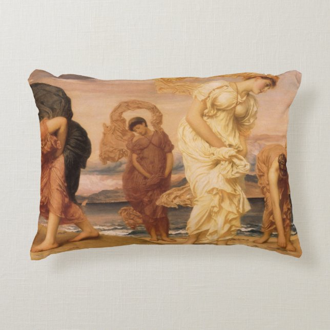 Greek Girls Picking Up Pebbles By Lord Leighton Decorative Cushion (Front)