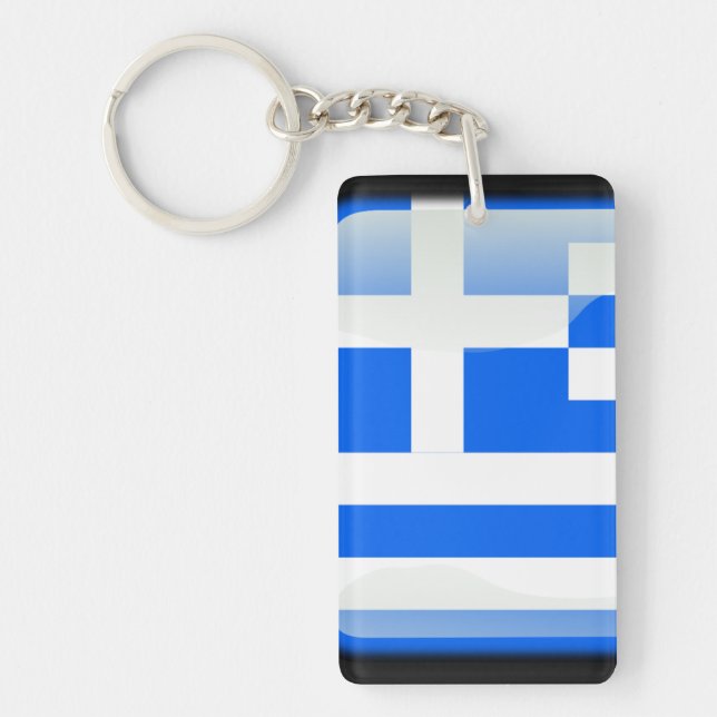 Greek glossy flag key ring (Front)