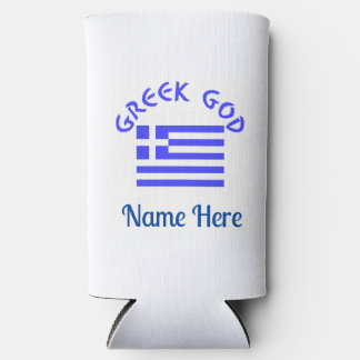 Greek God and Flag of Greece Personalised Seltzer Can Cooler