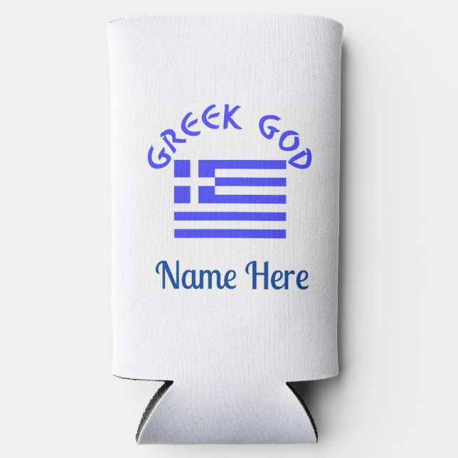 Greek God and Flag of Greece Personalised  Seltzer Can Cooler (Front)