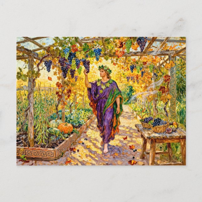Greek God Dionysus Vineyard Walk Postcard (Front)