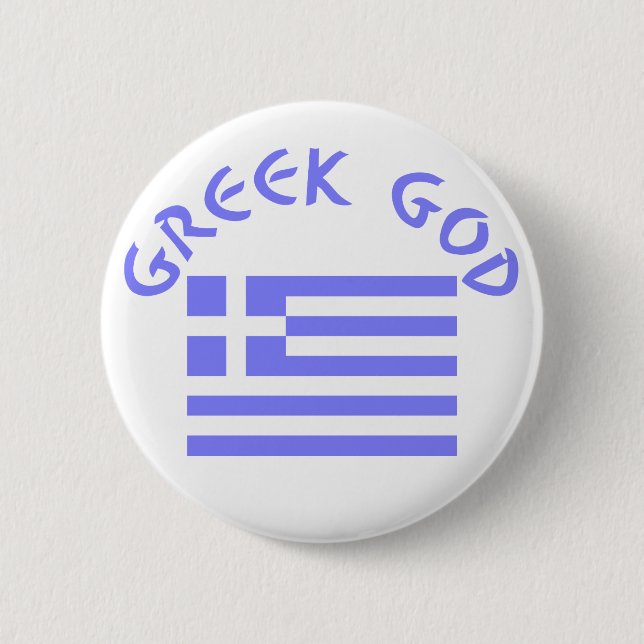 Greek God & Flag 6 Cm Round Badge (Front)