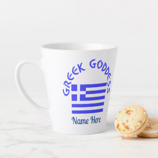 Greek Goddess and Flag of Greece Latte Mug