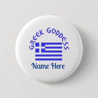 Greek Goddess and Flag of Greece Personalised  6 Cm Round Badge