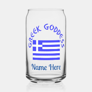 Greek Goddess and Flag of Greece Personalised Can Glass