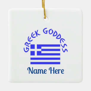Greek Goddess and Flag of Greece Personalised Ceramic Ornament