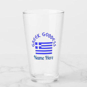 Greek Goddess and Flag of Greece Personalised  Glass