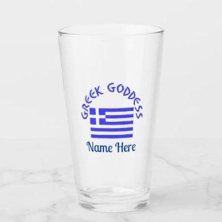 Greek Goddess and Flag of Greece Personalised  Glass