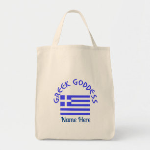 Greek Goddess and Flag of Greece Personalised Tote Bag