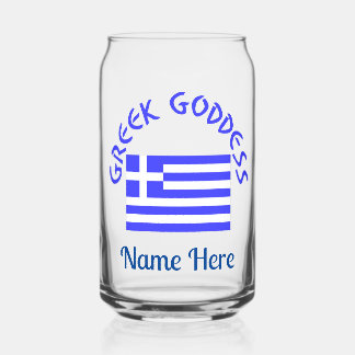 Greek Goddess and Flag of Greece Personalized Can Glass