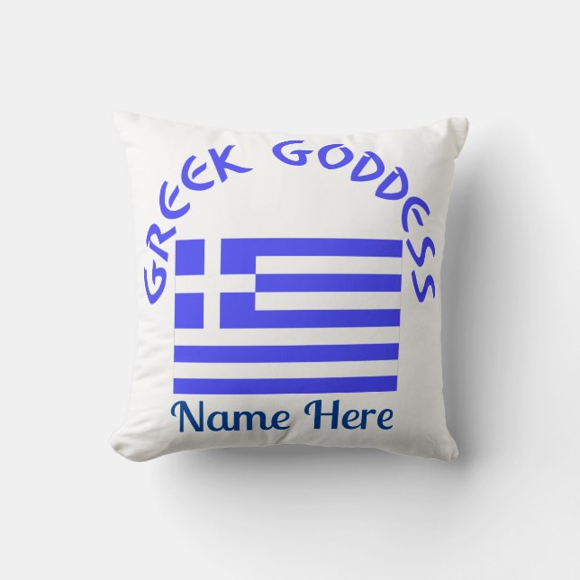 Greek Goddess and Flag of Greece Personalized  Cushion (Front)