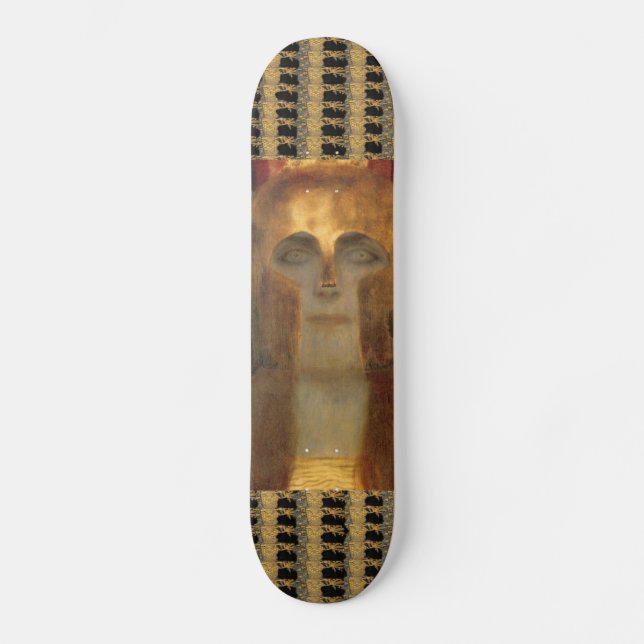 Greek Goddess Athena in Gold Helmet by Klimt Skateboard (Front)