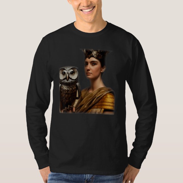 Greek Goddess Athena In Intricate Armorplate No He T-Shirt (Front)
