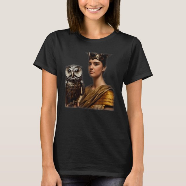 Greek Goddess Athena In Intricate Armorplate No He T-Shirt (Front)