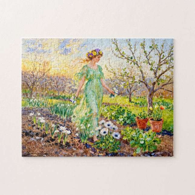 Greek Goddess Chloris Spring Garden Jigsaw Puzzle (Horizontal)
